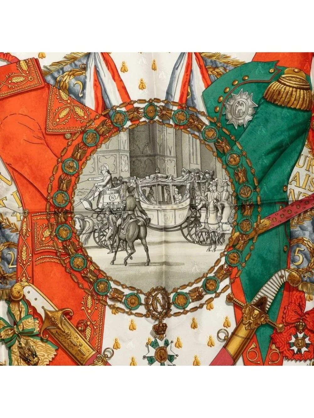 Hermes Carre 90 Napoleon Scarf Green